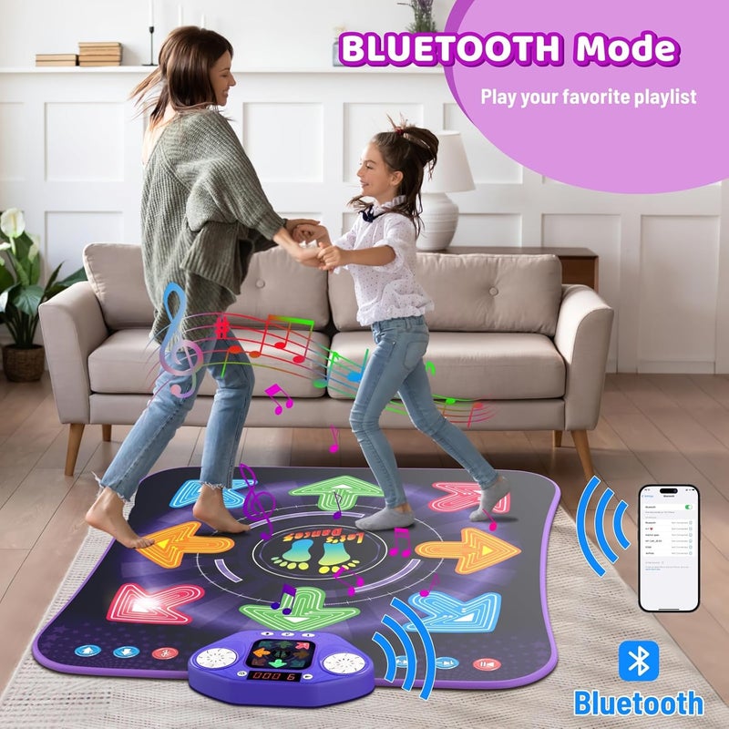 TooLion Dance Mat Toys for 3-12 Year Old Girls Boys, Dance Pad with Light Up 8-Buttons & Bluetooth, Music Dance Game with 7 Game Modes, Christmas Birthday Gifts for 3 4 5 6 7 8 9 10+ Year Old Girls Boys - Image 3